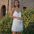 Franje Cocktailjurk met Spaghettibandjes voor Dames - Wit