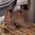 Geborduurd Cowboy Laarzen met Snip Neus voor Dames - Bruin