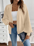 Gebreide Cardigan met Lange Mouwen en Steekzakken voor Dames - Beige