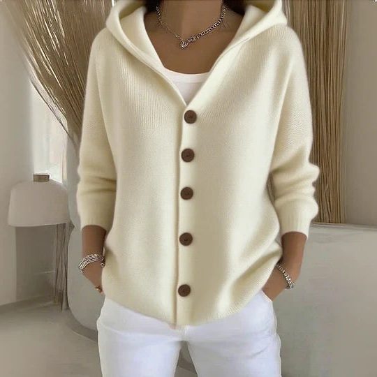 Gebreide Cardigan met Lange Mouwen voor Dames - Beige