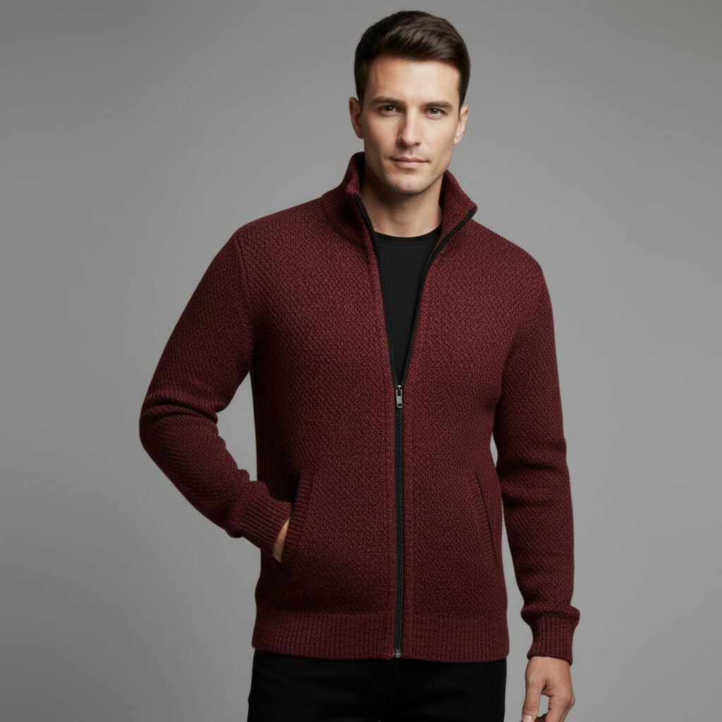 Gebreide Cardigan met Opstaande Kraag voor Heren - View 5