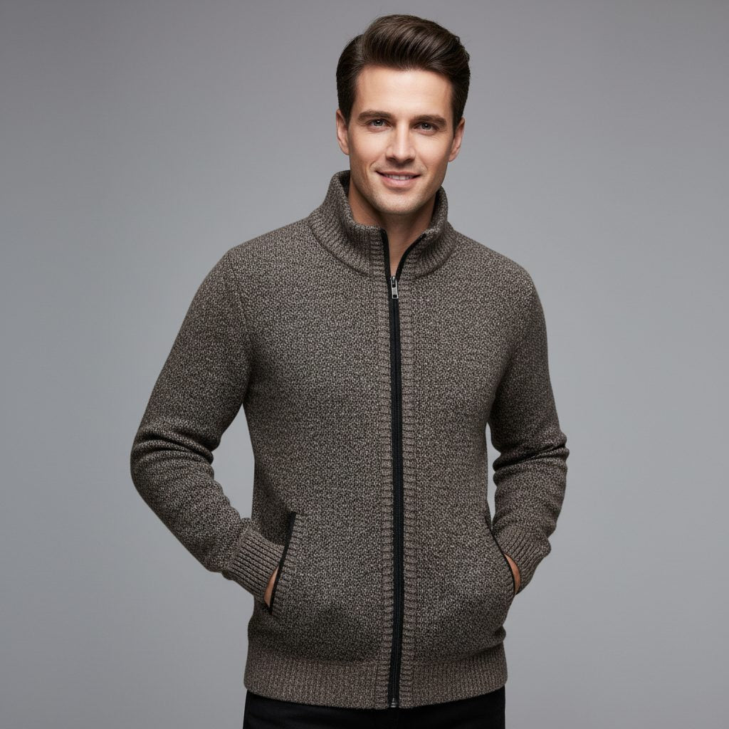 Gebreide Cardigan met Opstaande Kraag voor Heren - View 14