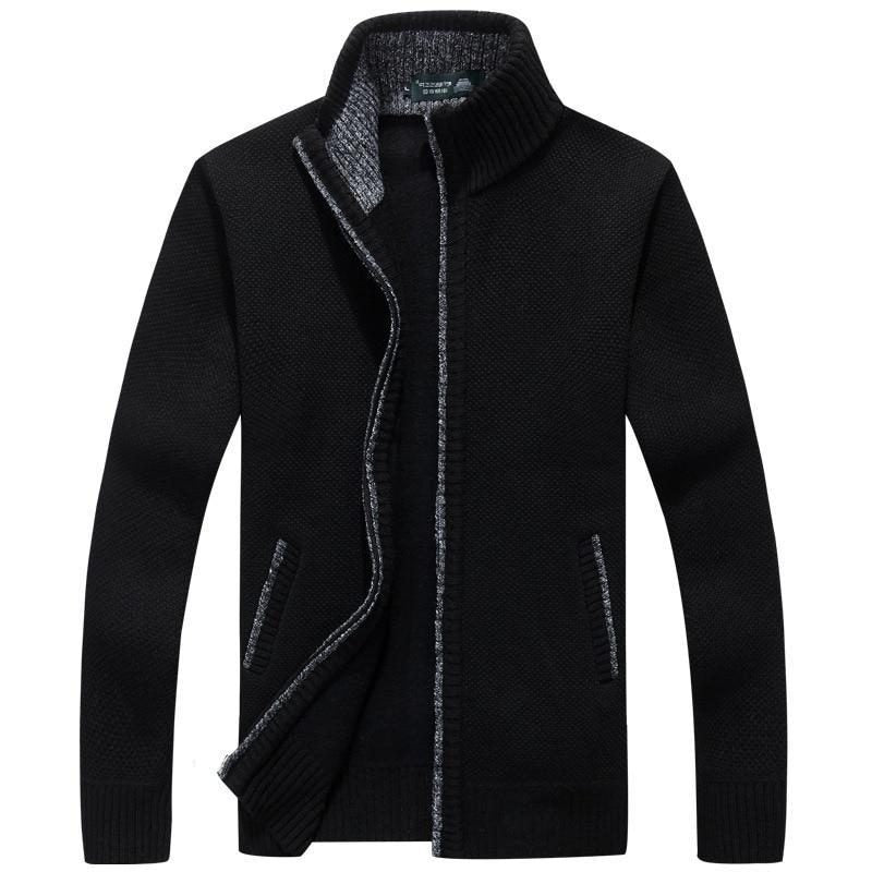 Gebreide Cardigan met Opstaande Kraag voor Heren - Zwart