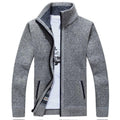 Gebreide Cardigan met Opstaande Kraag voor Heren - Lichtgrijs