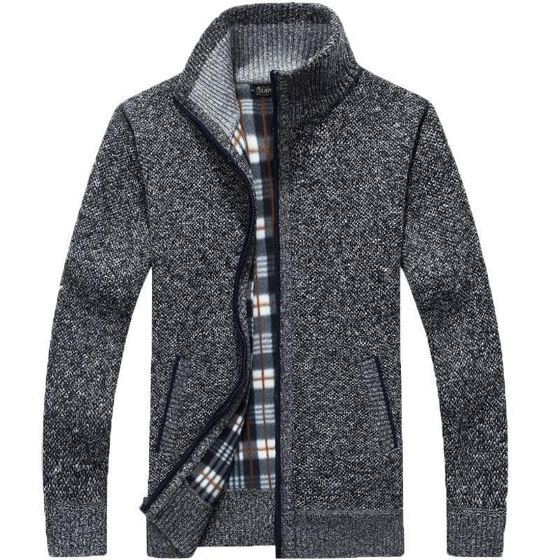 Gebreide Cardigan met Opstaande Kraag voor Heren - Donkergrijs