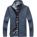 Gebreide Cardigan met Opstaande Kraag voor Heren - Marineblauw