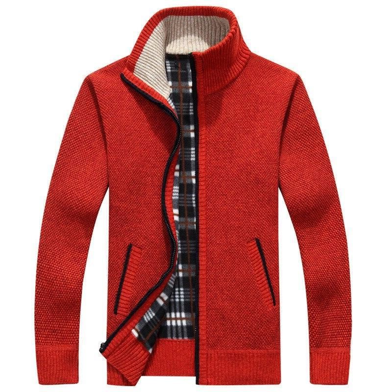Gebreide Cardigan met Opstaande Kraag voor Heren - Rood