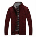 Gebreide Cardigan met Opstaande Kraag voor Heren - Bordeaux