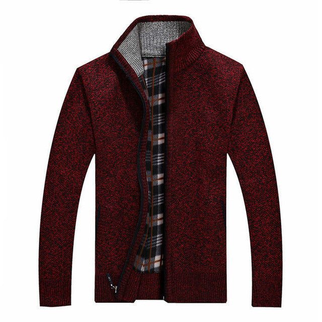 Gebreide Cardigan met Opstaande Kraag voor Heren - Bordeaux