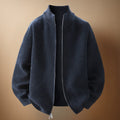 Gebreide Cardigan met Ritssluiting en Opstaande Kraag voor Heren - Marineblauw