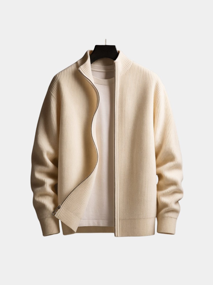 Gebreide Cardigan met Ritssluiting en Opstaande Kraag voor Heren - View 6