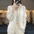 Gebreide Cardigan met Ritssluiting voor Dames - Wit