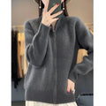 Gebreide Cardigan met Ritssluiting voor Dames - Grijs