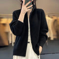 Gebreide Cardigan met Ritssluiting voor Dames - Zwart