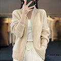 Gebreide Cardigan met Ritssluiting voor Dames - Beige