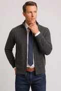 Gebreide Cardigan met Ritssluiting voor Heren - Donkergrijs