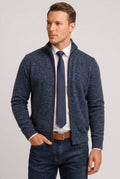 Gebreide Cardigan met Ritssluiting voor Heren - Marineblauw