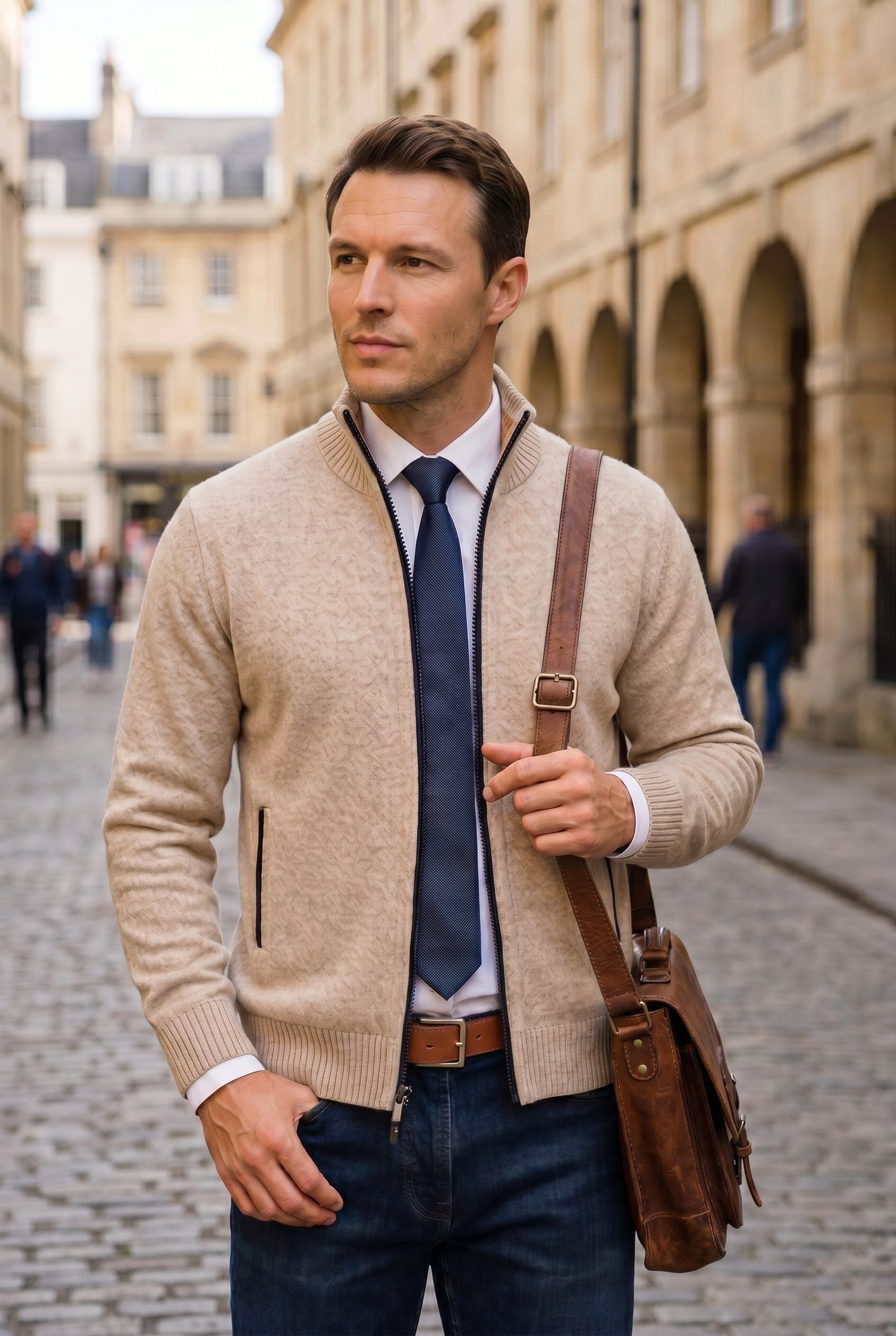 Gebreide Cardigan met Ritssluiting voor Heren - View 4