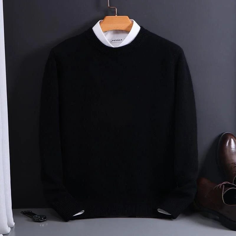 Gebreide Cashmere Trui met Ronde Hals voor Heren - Zwart