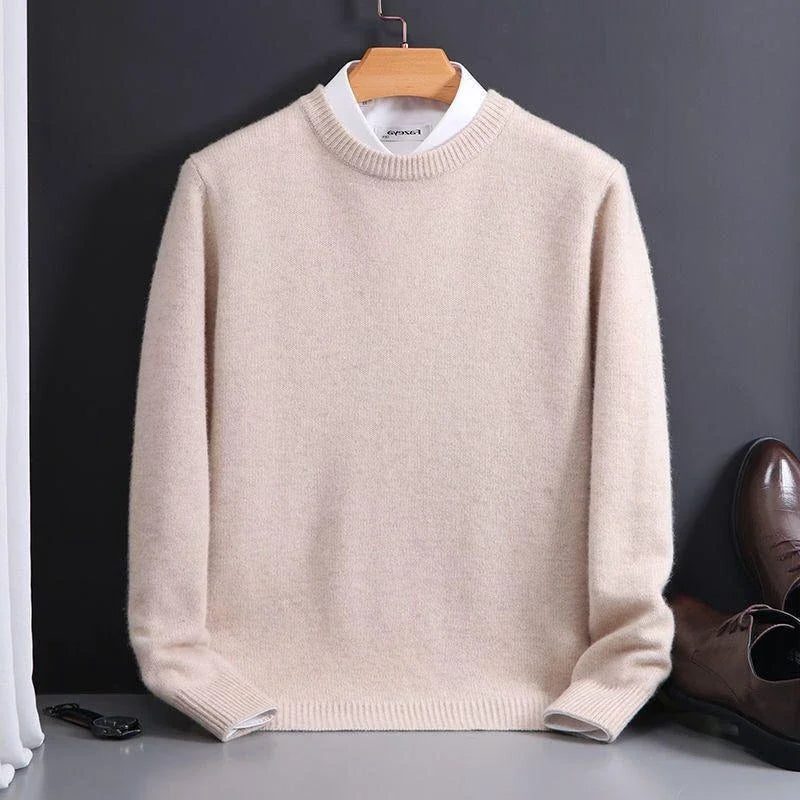 Gebreide Cashmere Trui met Ronde Hals voor Heren - Gebroken Wit