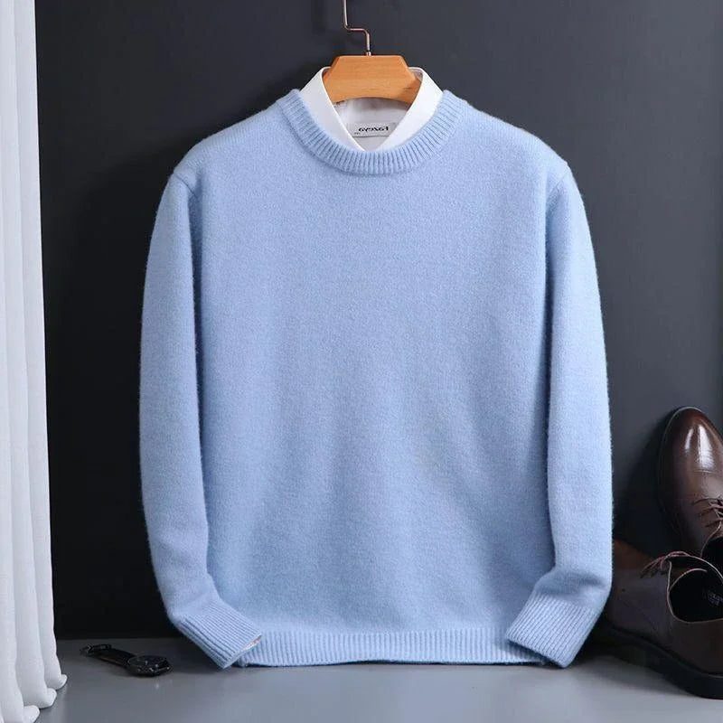 Gebreide Cashmere Trui met Ronde Hals voor Heren - Lichtblauw