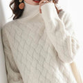Gebreide Coltrui met Chevron Patroon voor Dames - Beige