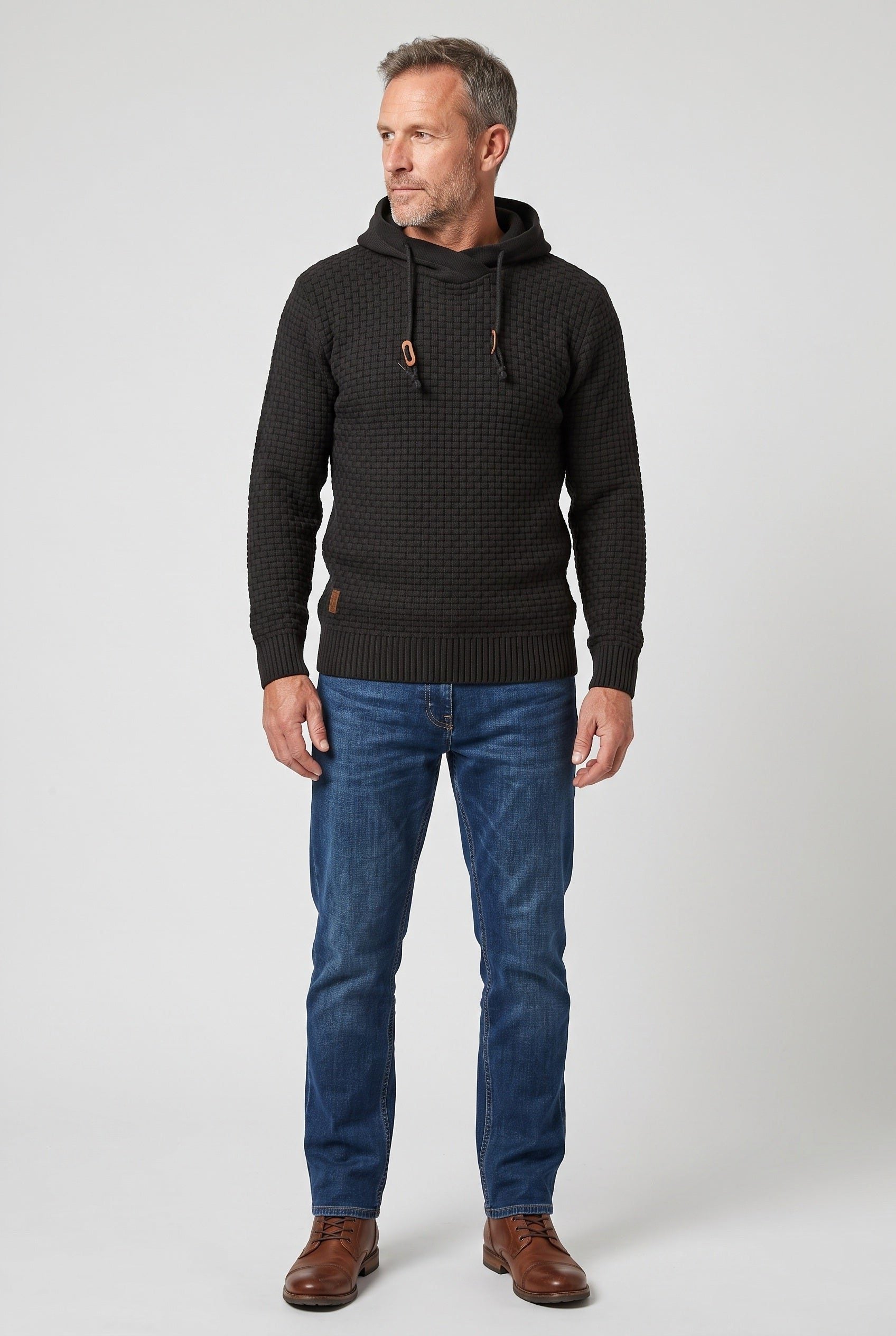 Gebreide Hoodie met Golfpatroon voor Heren - View 2