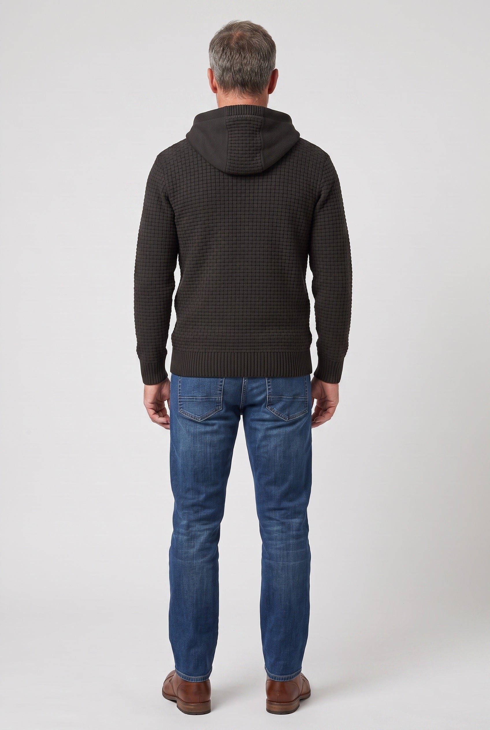Gebreide Hoodie met Golfpatroon voor Heren - View 3