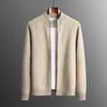 Gebreide Kasjmier Cardigan met Ritssluiting voor Heren - Licht Kameel