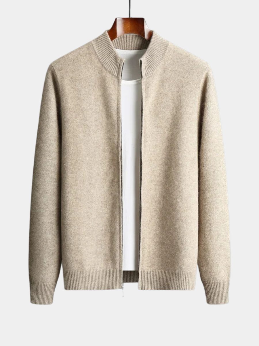 Gebreide Kasjmier Cardigan met Ritssluiting voor Heren