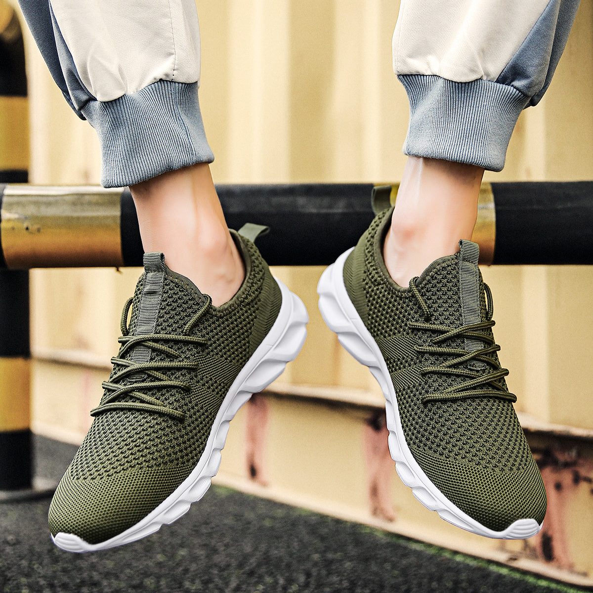 Gebreide Loopschoenen met Veters voor Heren - View 12