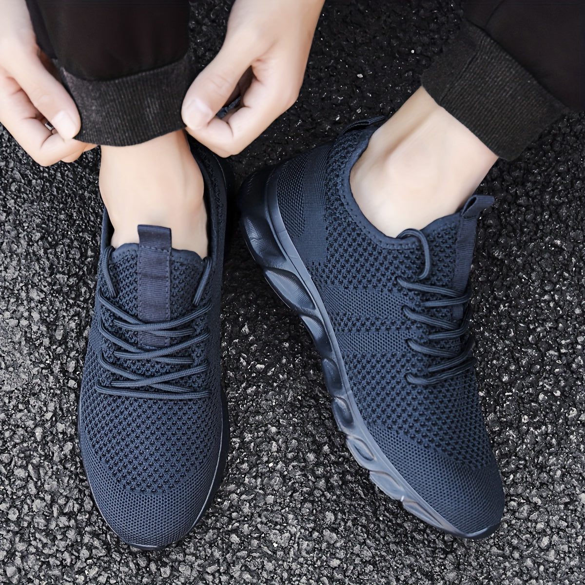 Gebreide Loopschoenen met Veters voor Heren - View 56