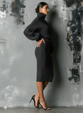 Gebreide Midi Jurk met Opstaande Kraag Oversized voor Dames - View 4
