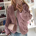Gebreide Oversized Cardigan voor Dames - Roze