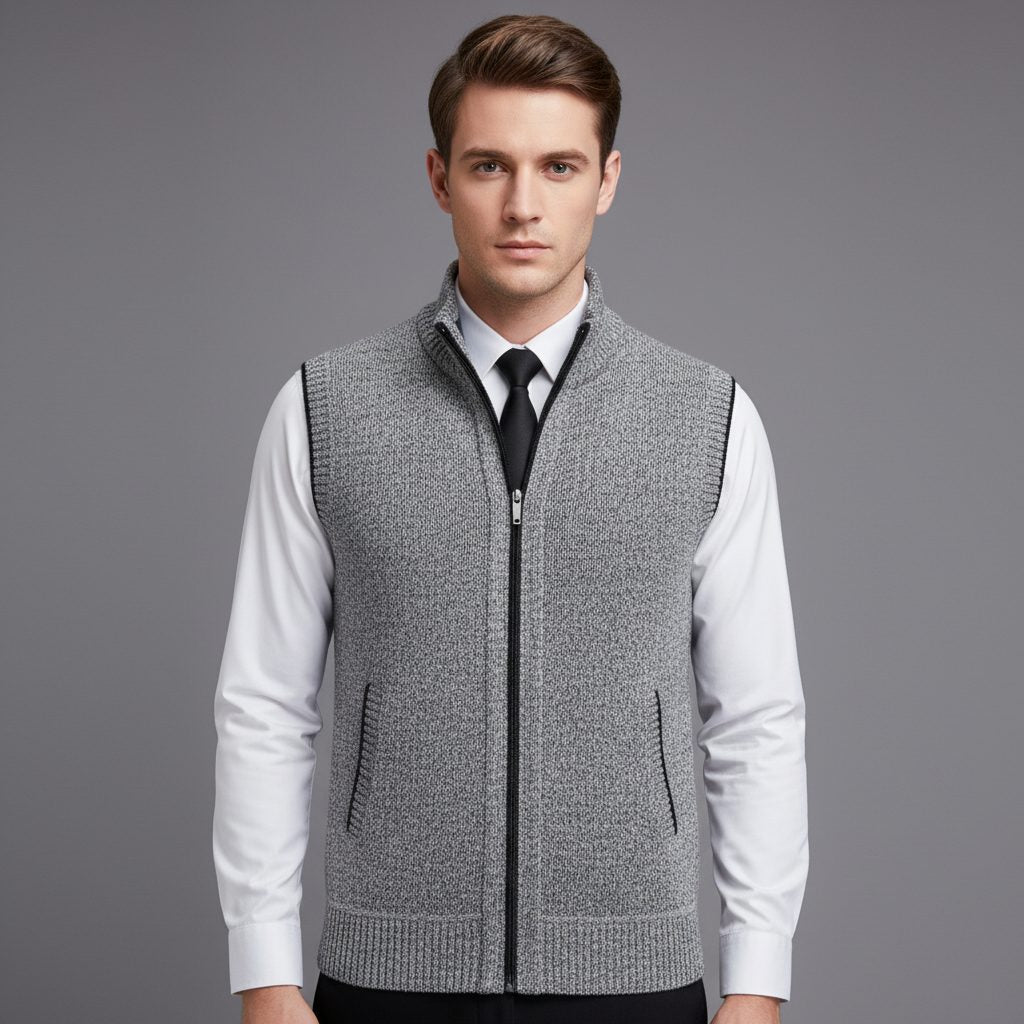 Gebreide Ritssluiting Vest voor Heren - View 9