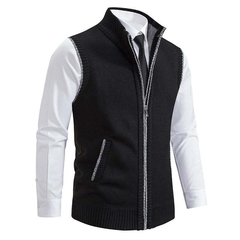 Gebreide Ritssluiting Vest voor Heren - Zwart