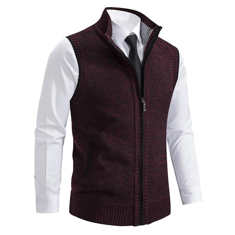 Gebreide Ritssluiting Vest voor Heren - Bordeaux