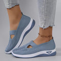 Gebreide Slip-On Sneakers met Open Teen voor Dames - Blauw