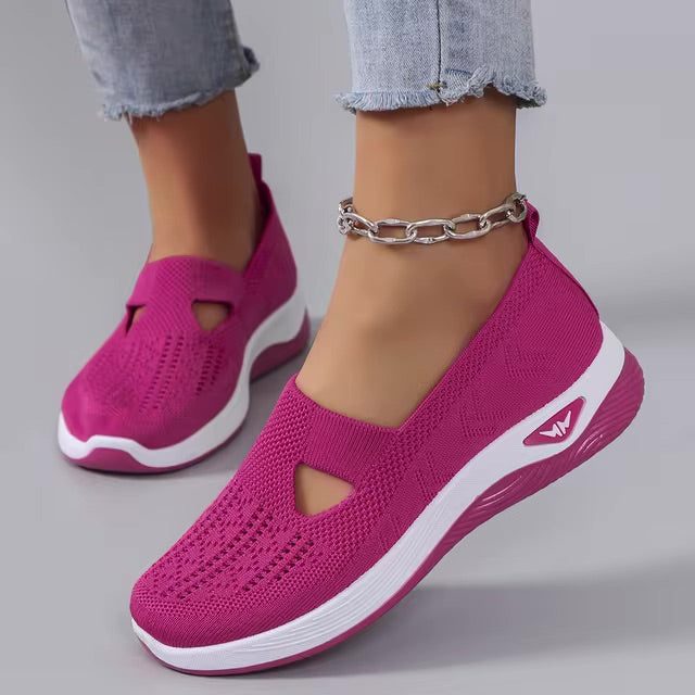 Gebreide Slip-On Sneakers met Open Teen voor Dames - Roze
