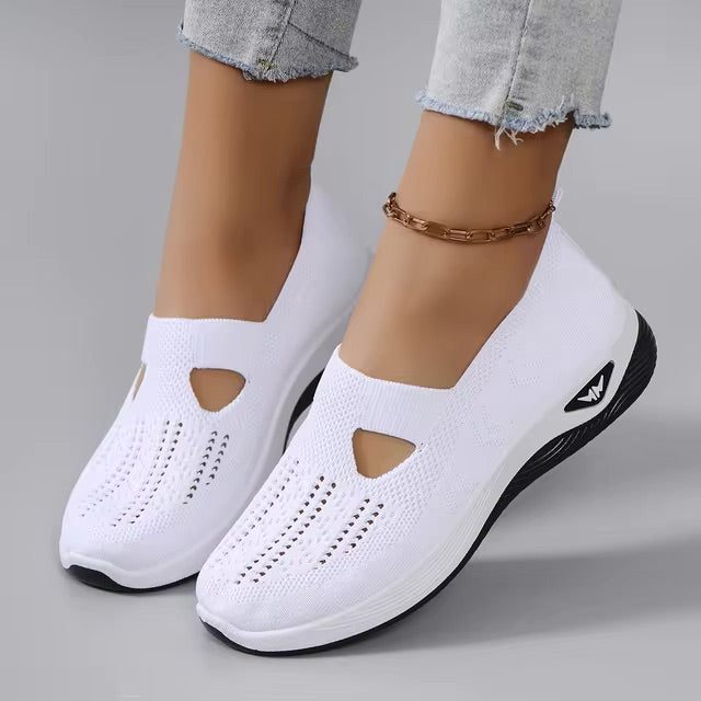 Gebreide Slip-On Sneakers met Open Teen voor Dames - Wit