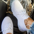 Gebreide Sneakers met Veters voor Dames - Wit