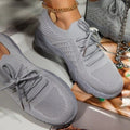 Gebreide Sneakers met Veters voor Dames - Grijs