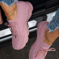 Gebreide Sneakers met Veters voor Dames - Roze