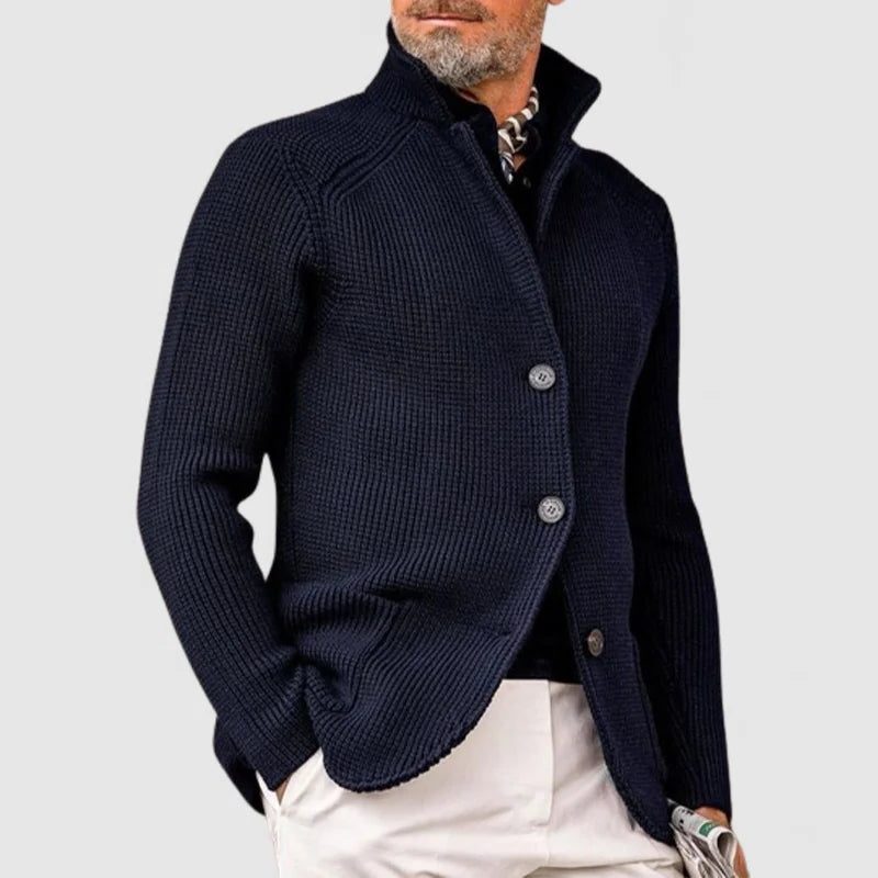 Gebreide Trui Cardigan met Knoopsluiting voor Heren - Marineblauw