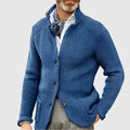 Gebreide Trui Cardigan met Knoopsluiting voor Heren - Oceaanblauw
