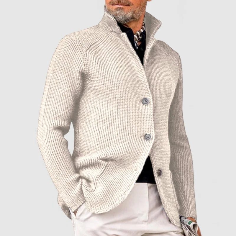 Gebreide Trui Cardigan met Knoopsluiting voor Heren - Wit