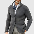 Gebreide Trui Cardigan met Knoopsluiting voor Heren - Donkergrijs