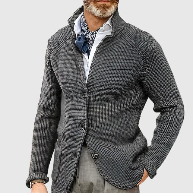 Gebreide Trui Cardigan met Knoopsluiting voor Heren - Donkergrijs