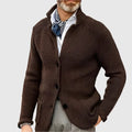 Gebreide Trui Cardigan met Knoopsluiting voor Heren - Koffie