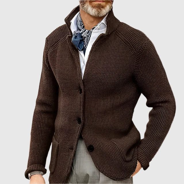 Gebreide Trui Cardigan met Knoopsluiting voor Heren - Koffie